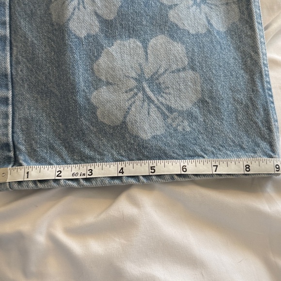 Zara Light Blue Floral Wide Leg Jeans - Picture 7 of 7